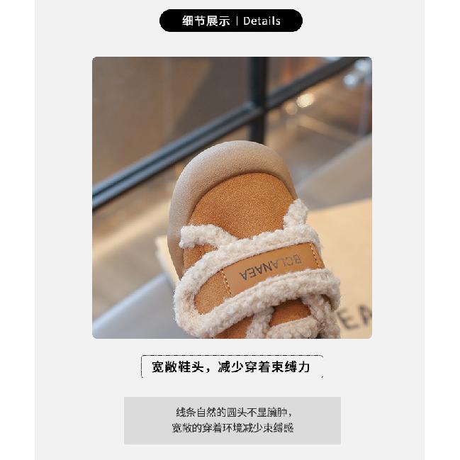 Mokassins mit dicker Sohle im amerikanischen Stil für Kinder, Winter-Fleece-gefütterte neue warme Pelzschuhe für Mädchen für draußen, Schnee-Baumwollschuhe