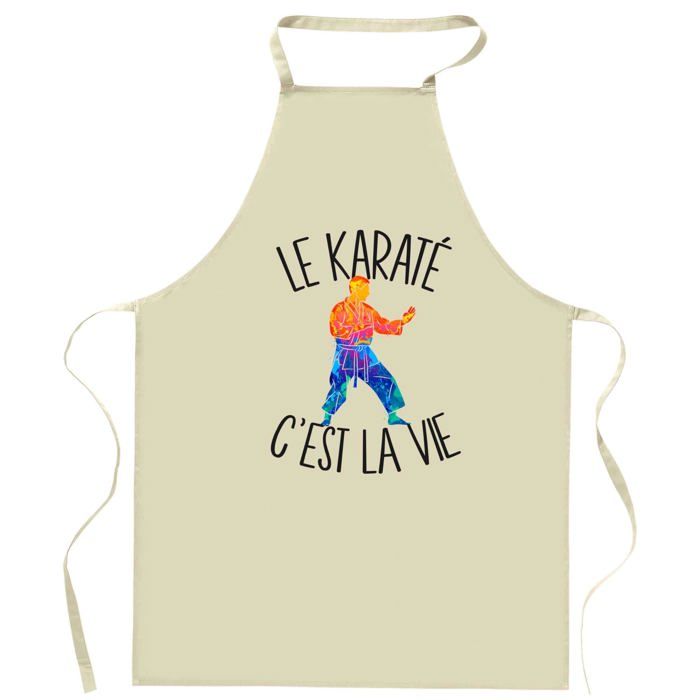 Tablier de cuisine - karaté C'est la vie - Coton épais - Impression France (DTG) - Liens ajustables