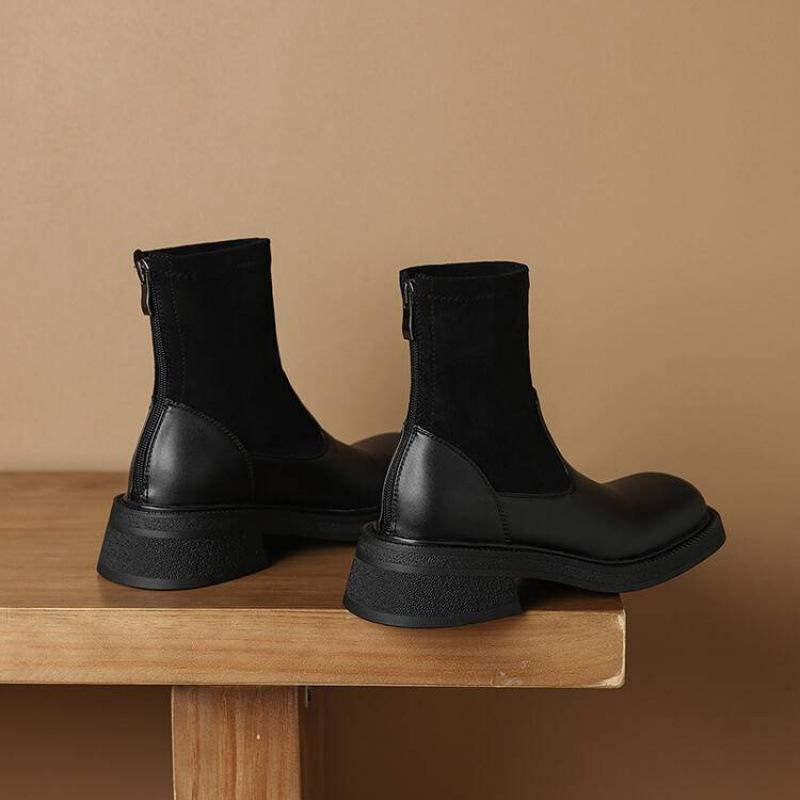 

Осенне-зимние однотонные ботинки Мартина на задней молнии, женские ботинки на толстой подошве больших размеров, удобные и нескользящие, на среднем каблуке, новые средние 39