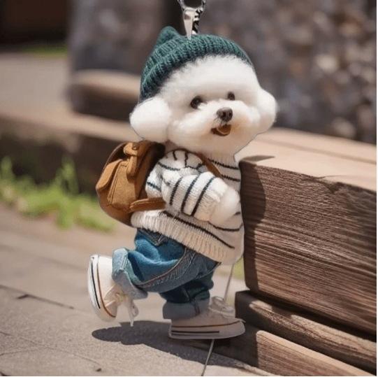 Cute Cartoon Teddy Dog Acrylic Keychain Couple Puppy Pendant Car Bag Charm Decoration