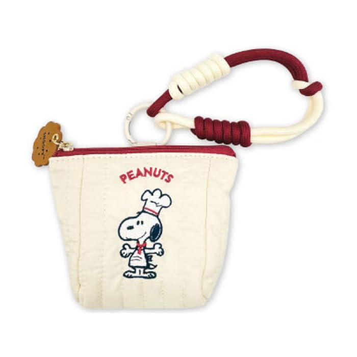 Marimo Craft Snoopy Snack Time Chef Series Mini Pouch with W75 x H85 x Strap, Red, Approx. D45mm, SPCQ-688