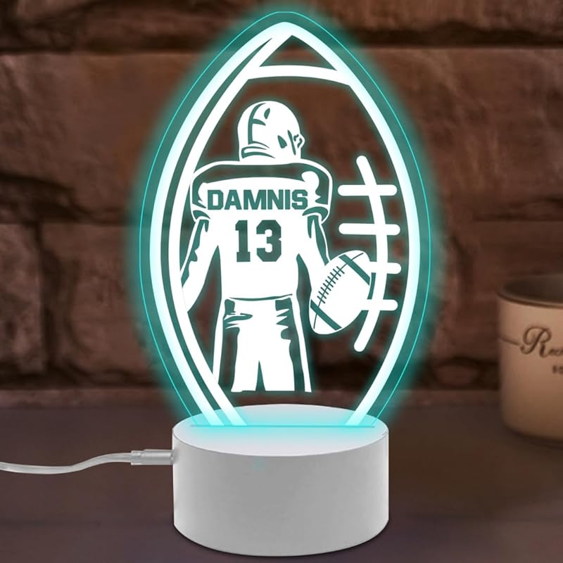 

Персонализированный бейсбольный ночник для спальни, 16 цветов, смена с помощью пульта дистанционного управления, светодиодная бейсбольная лампа с индивидуальным именем и номером, подсветка, декор для бейсбола Football