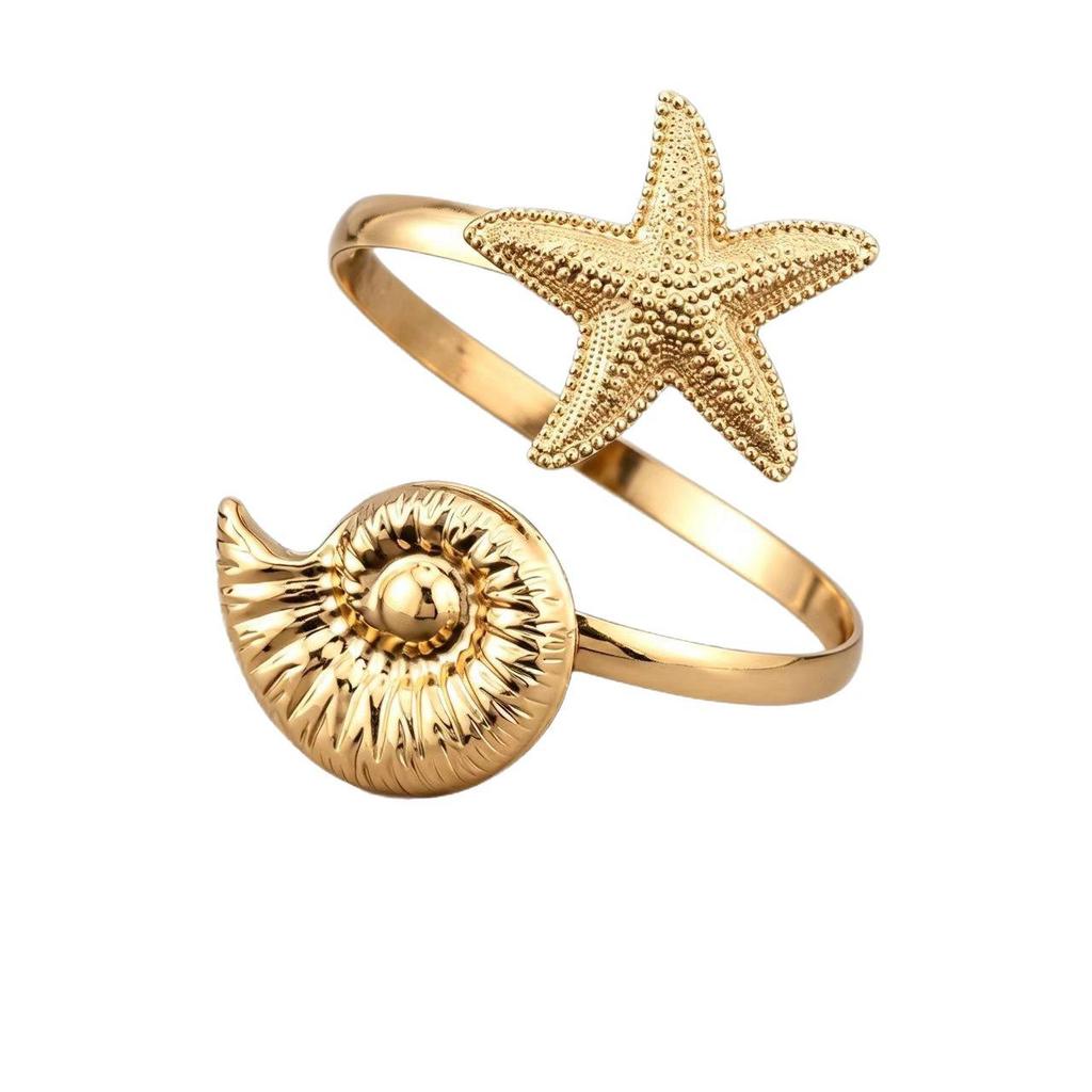 Cross-Border Jewelry Irregular Open Arm Bracelet - Punk Style Flower & Butterfly Arm Ring, Ocean Series Starfish.