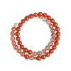 Women's Double Color Bracelet with Natural Red-Veined Agate Beads