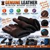 Full Finger Riding Cycling Gloves Touch Screen Fleece Lined Gloves Genuine Leather Gloves  Men