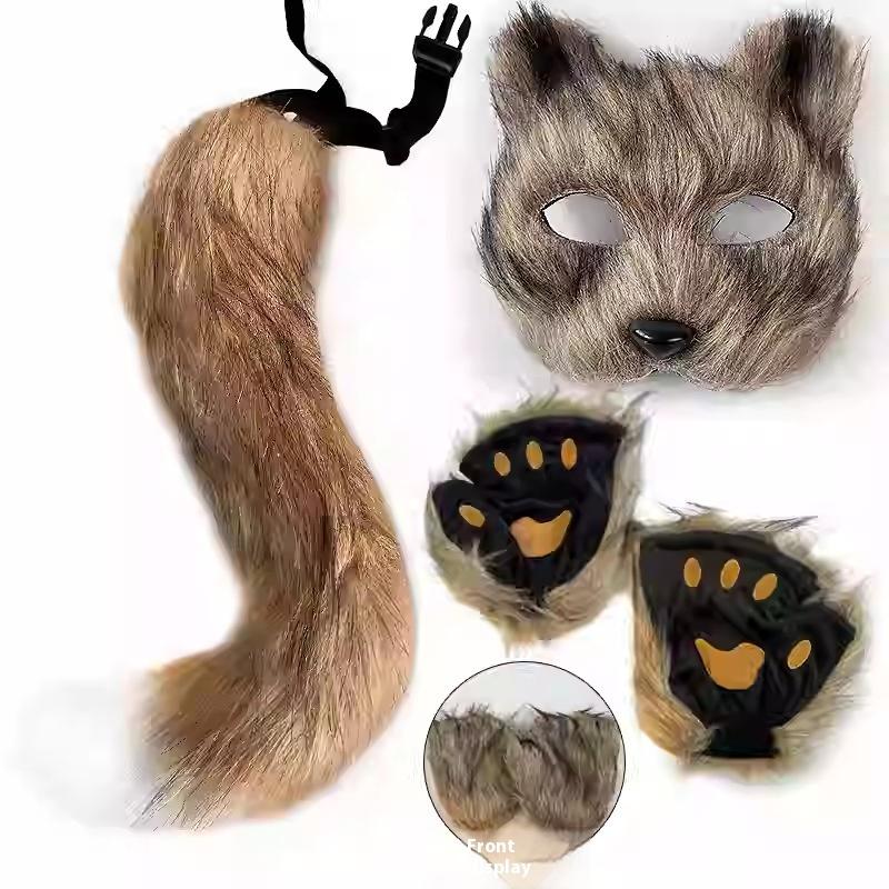 1/3 stk Rævehale Ører Søde Pote Handsker Plys Sæt Cosplay Animation Udstilling Halloween Fest Rekvisitter