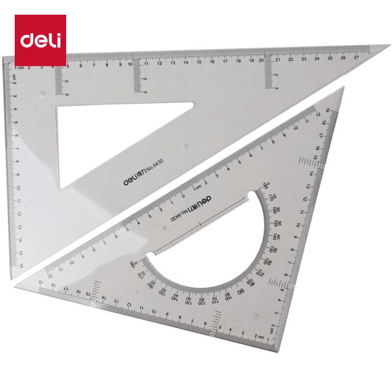 Deli 6430 30cm Transparent Triangle Ruler Set