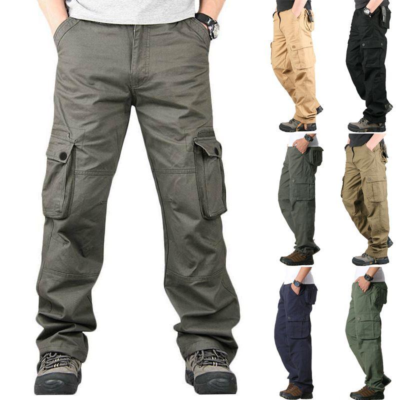 Comfortable Men's Cargo Pocket Work Pants For Casual Hiking And Outdoor Activities
