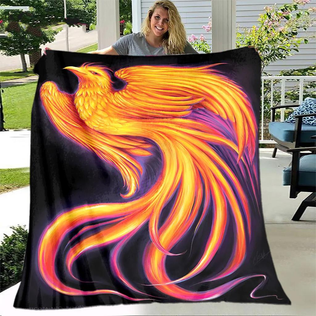 Inferno Phoenix Series digitalprinted polyester Bedroom velvet flannel cover blanket Fleece soft sofa cover blankets for beds