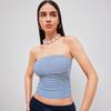 American Retro Striped Tube Top Women's Summer Color Matching Elastic and Thin Sleeveless Sling Vest Spice Girl Waist Shirt