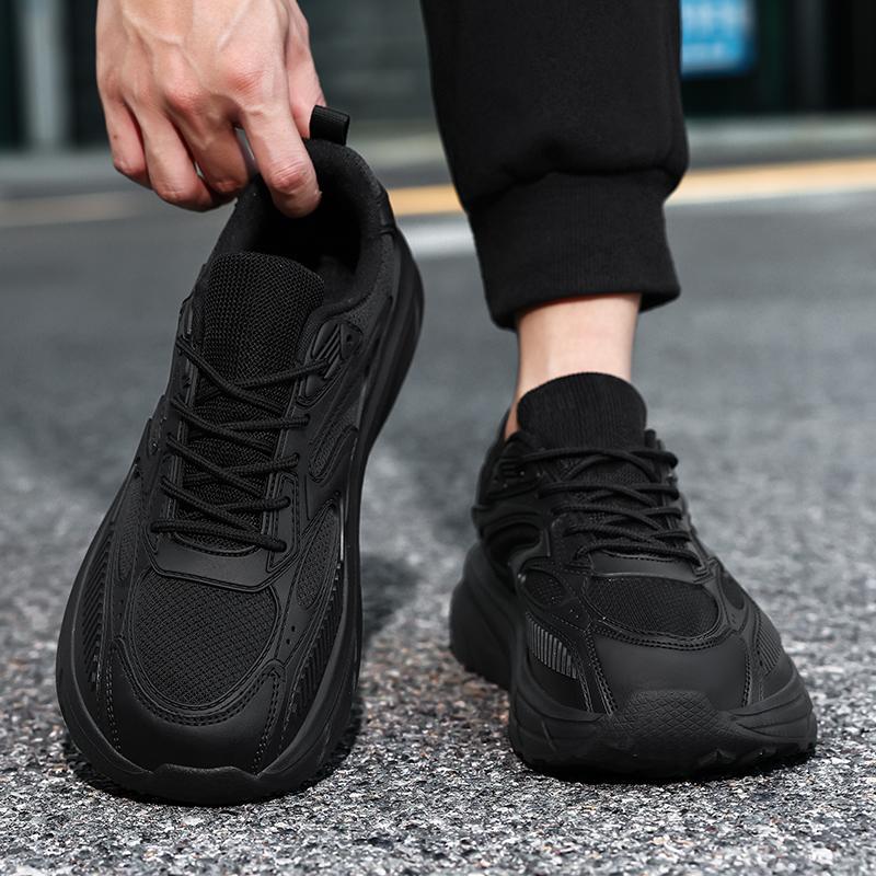 Men Elevator Platform Skateboarding Shoes Casual Wide Head Walking Shoes Black Running Sneakers Sport Shoes Large Size