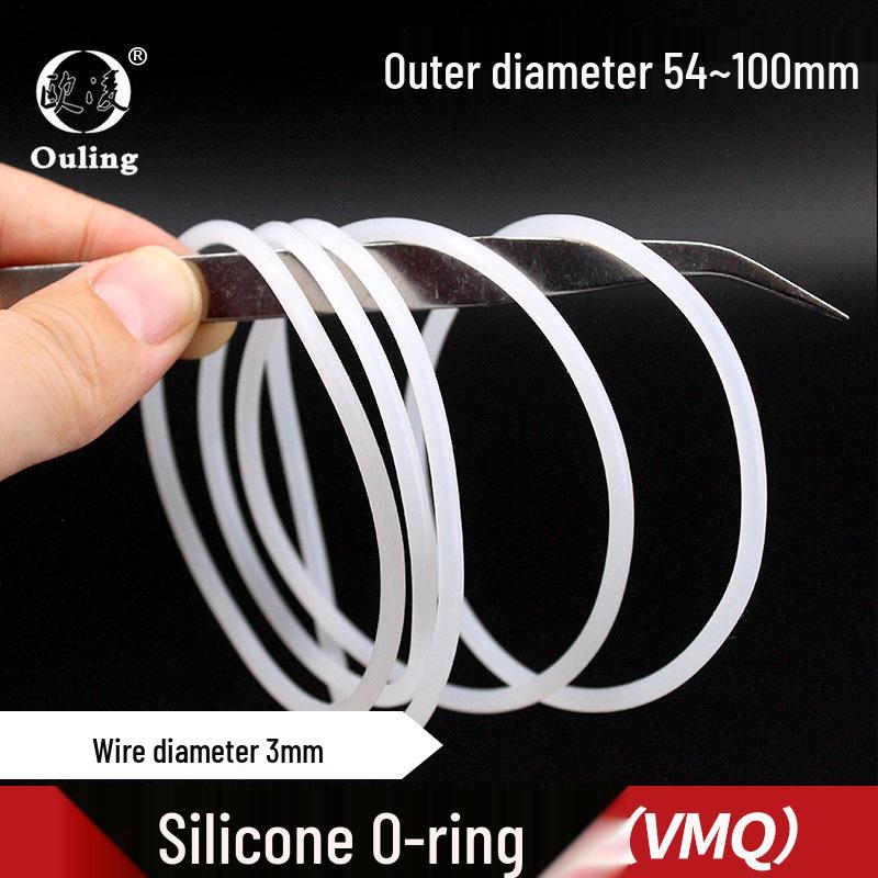 White Silicone O-Ring Seal, Outer Diameter: 54-100mm, Thickness: 3mm 54*3mm (1 piece)