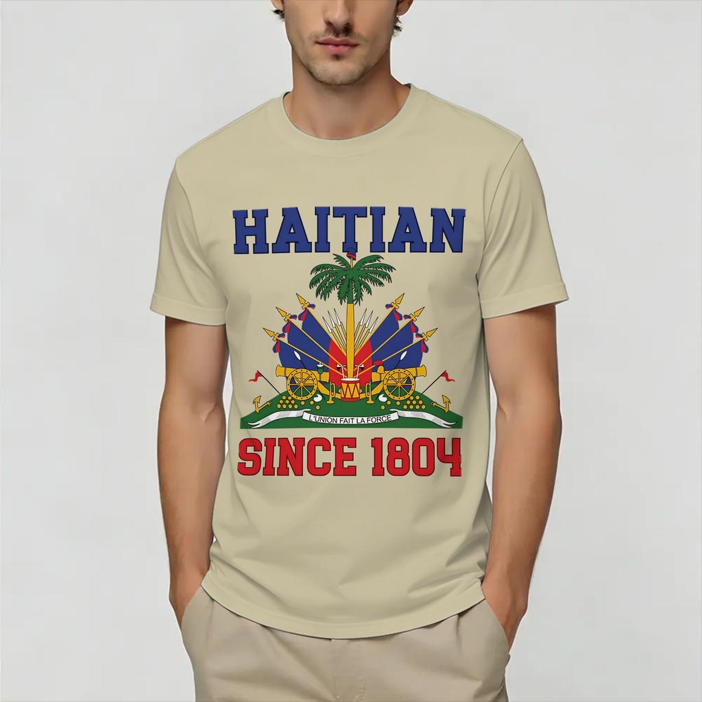 Harajuku T Shirt Beach Haitian flag Hipster TShirts 100 Cotton Tshirt for Unisex Y2K Retro Cheap Short Sleeve Tees