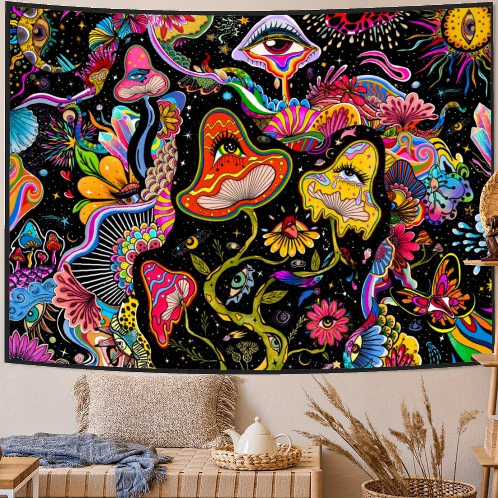 

Mushroomshaped pink flowers Digital printing polyester wall hanging tapestry decorative Living bedrooms Office background gift 74x94cm(29x37in)