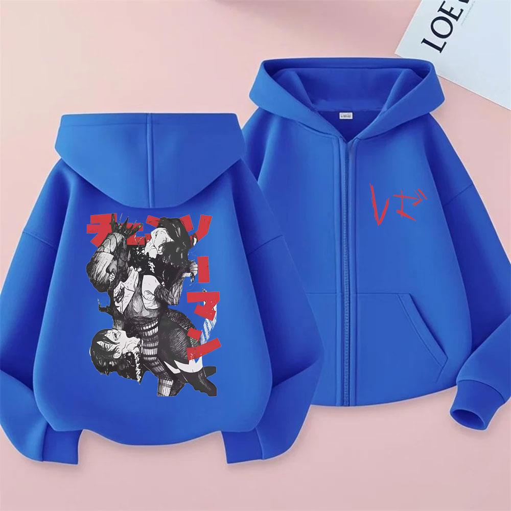 Anime Chainsaw Man Reze Graphic Zipper Hoodie Men Women Fashion Casual Oversized Zip Up Jacket Men's Retro Hoodies Streetwear