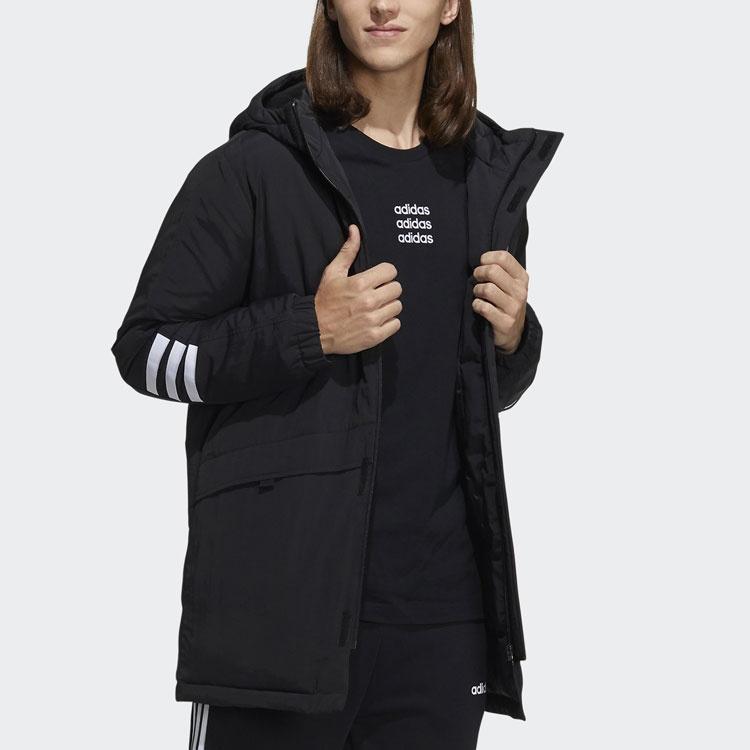 adidas mid-length Sports hooded Zipper Down Jacket Black Men's H45235