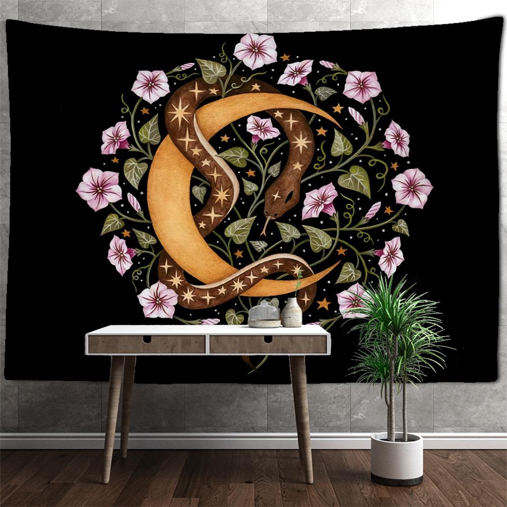 Art Illustration Tapestry Wall Hanging Psychedelic Witchcraft Tapiz Sun And Moon Aesthetics Room Home Decor