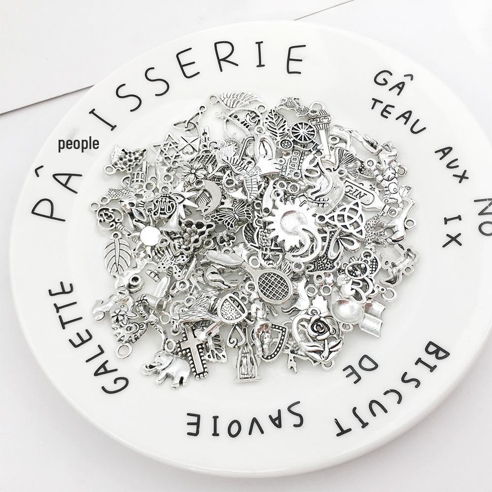 100 Vintage-Silber-Anhängerperlen mit Tieren, Pflanzen und Blumen für selbstgemachten Schmuck