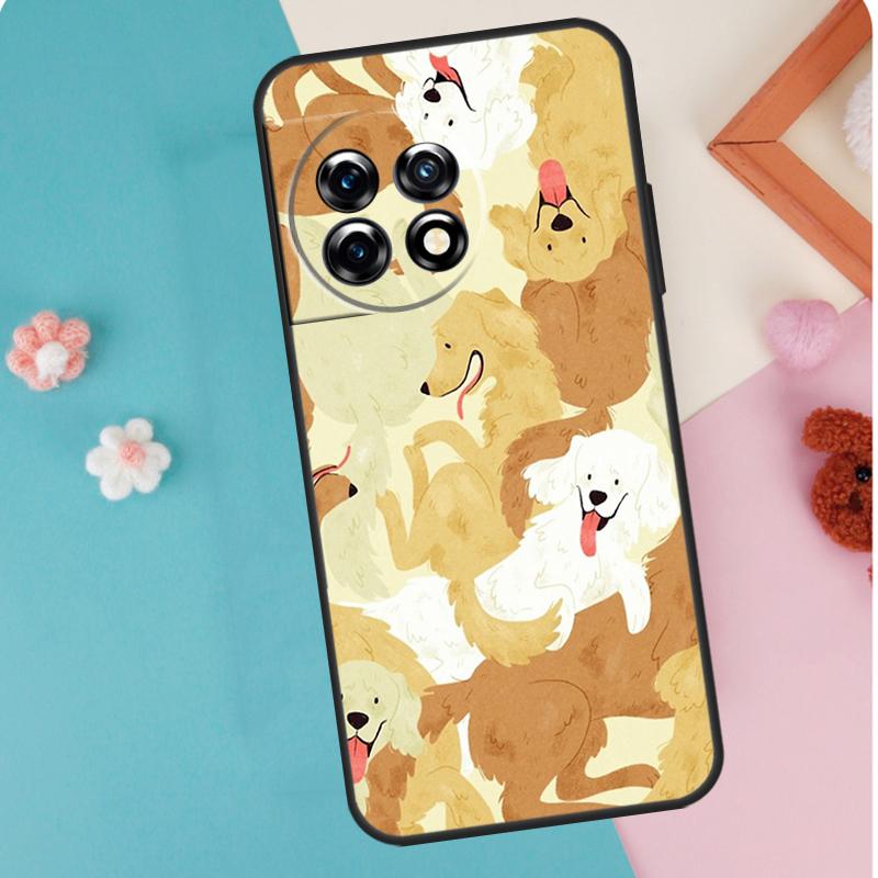 Cartoon Golden Retriever Dog For OnePlus Nord 5 CE 2 3 4 Lite N20 N30 Case For OnePlus 15 13 12 11 10 13T 10T 12R 13R 15R