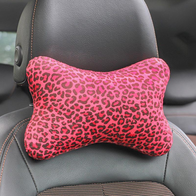 Leopard Print Car Headrest Neck Pillow Auto Seat Support Cushion Interior Decor
