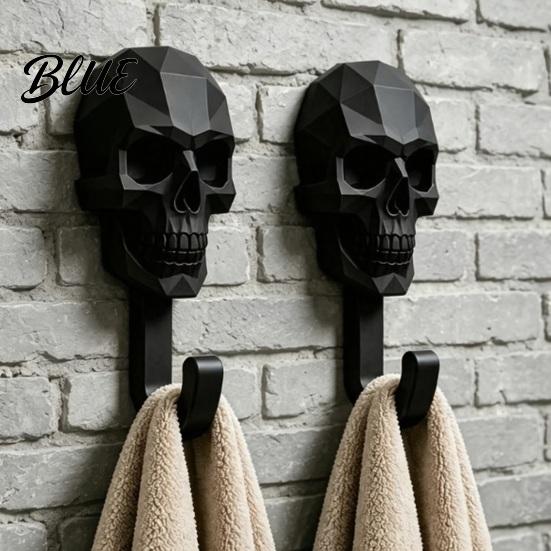 Beschädigungsfreier Wandhaken 2 Stück Haken mit 3D-gedrucktem Totenkopf-Design Haken