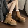 Retro western cowboy boots tube thick-soled British style Martin boots women's low tube new super fire short boots increase height