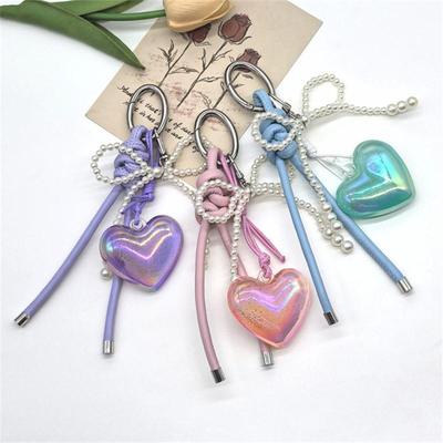 Herz Schleife Gewebtes Seil Niedlicher Taschenanhänger Mode PU Leder Rucksack Handtaschenanhänger Geschenk für Frauen Dekoration Zubehör