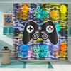Boy Room Video Gamepad Printed Shower Curtain, Toilet Bathroom Bathtub Decorative Shower Curtain With 12 Hooks