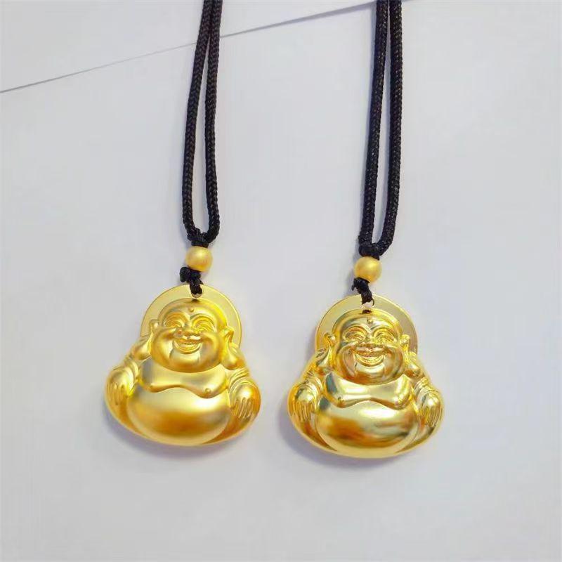 Vietnamese Sand Gold Maitreya Buddha Pendant Necklace for Men & Women