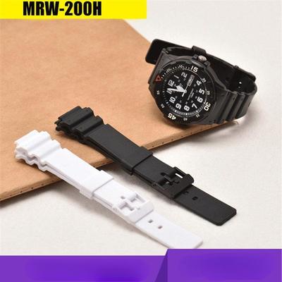 Resinarmband für Casio MRW-200H 18MM Uhrenarmband Herren Sport Wasserdicht Schwarz Weiß Ersatz Uhrenzubehör