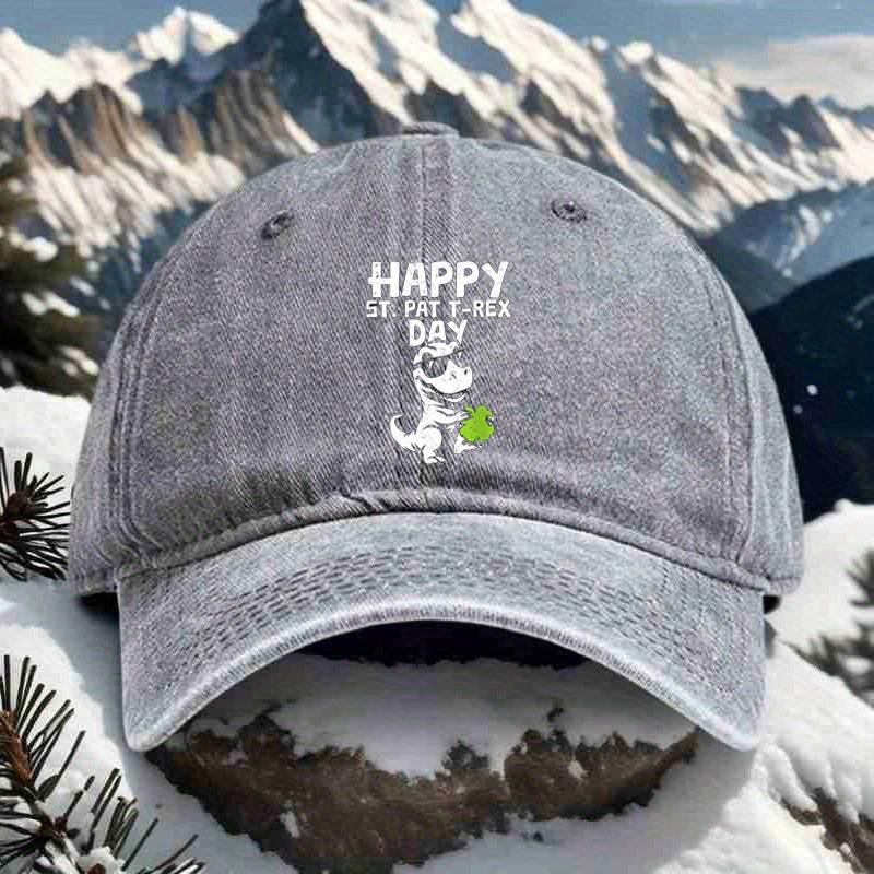 Happy St Pat TRex Day Graphic Baseball Cap Adult Unisex Casual Polyester Adjustable Outdoor Cap