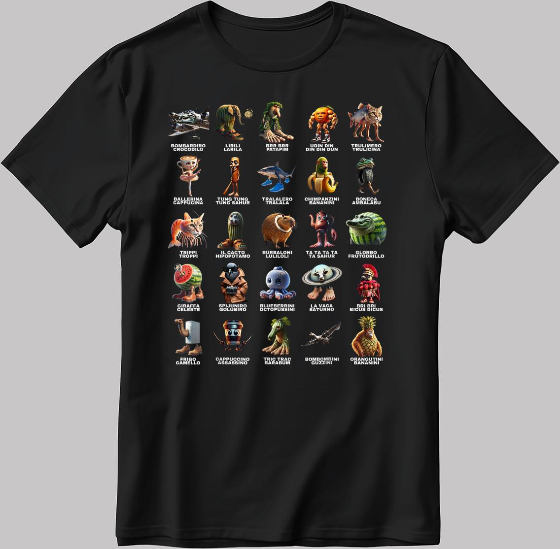 Italian Brainrot Meme Characters Funny T-Shirt for Men/ Women T Shirt AB27 S