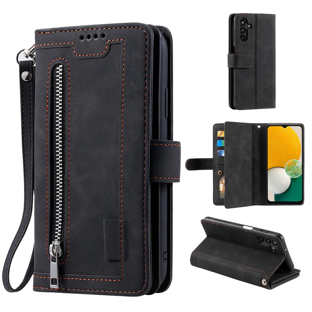 For Samsung Galaxy S25+ Case PU Leather Phone Cover with Zipper Wallet 9 Card Slots