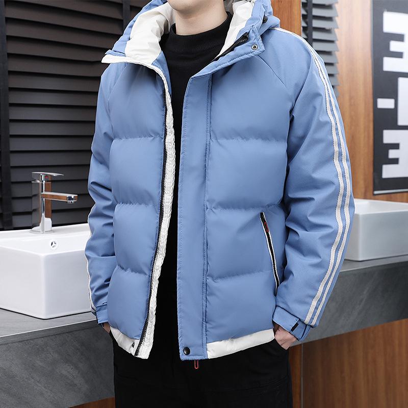 Men's Two-Legged Thickened Warm Winter Cotton Coat, Korean Style Youth Hooded Casual Cold-Proof Jacket.