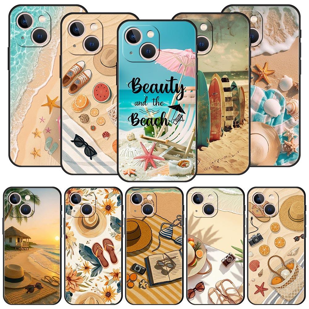 Summer Beach Phone Case Cover for iPhone 17 16 15 14 13 12 11 Pro Max 17 Air Plus Shockproof Soft TPU Shell Fundas Capas Coque