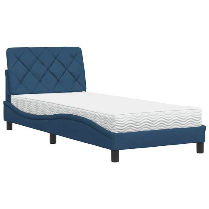 VidaXL Lit avec matelas bleu 90x200 cm tissu 3310719