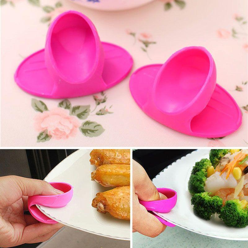 2Pcs Convenient Heat Insulated Silicone Oven Mitts with Nonslip Finger Clips for Kitchen Cook Tools Accessories