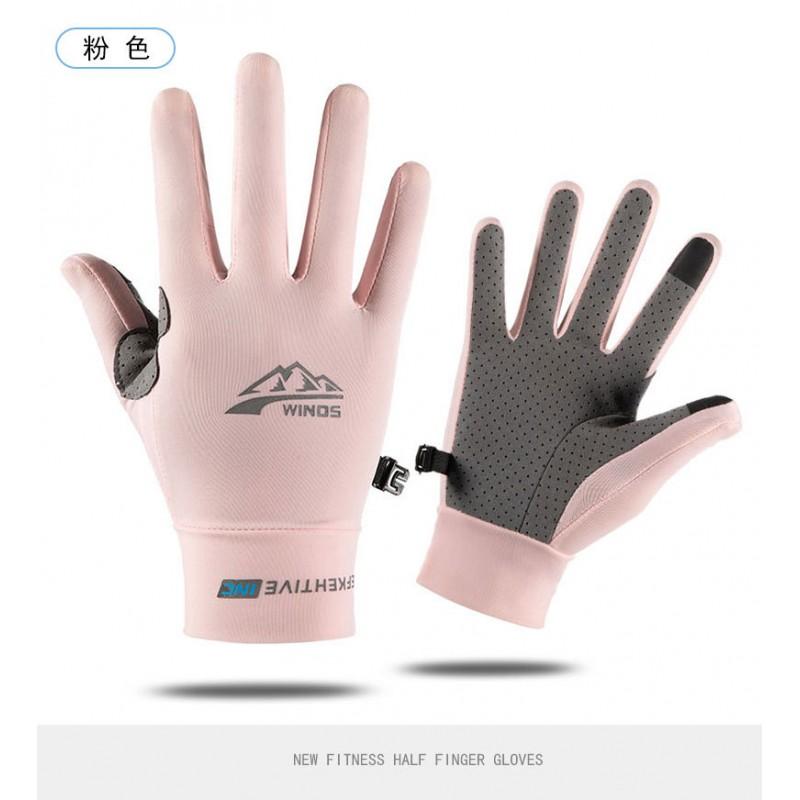 Men Women Ice Silk Gym Workout Fishing Gloves Full Finger UV Protection Breathable Durable