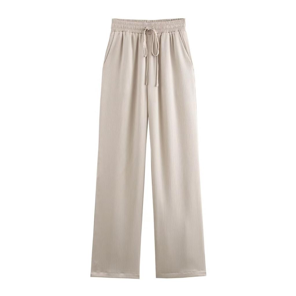 Women's Summer Double-breasted Long-sleeved Jacket + Pants Two-piece Suit Solid Color Leisure Suit