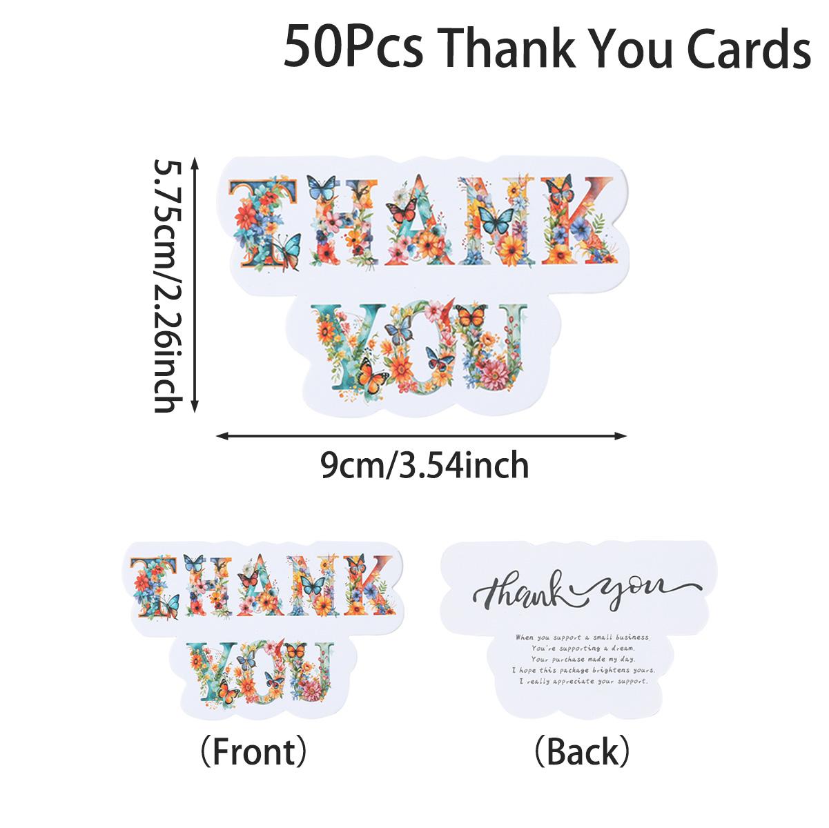 

50Pcs Wildflower Butterfly Thank You Cards 1st Birthday Party Decorations Kids Adults Favors Gifts Wedding Baby Shower Supplies