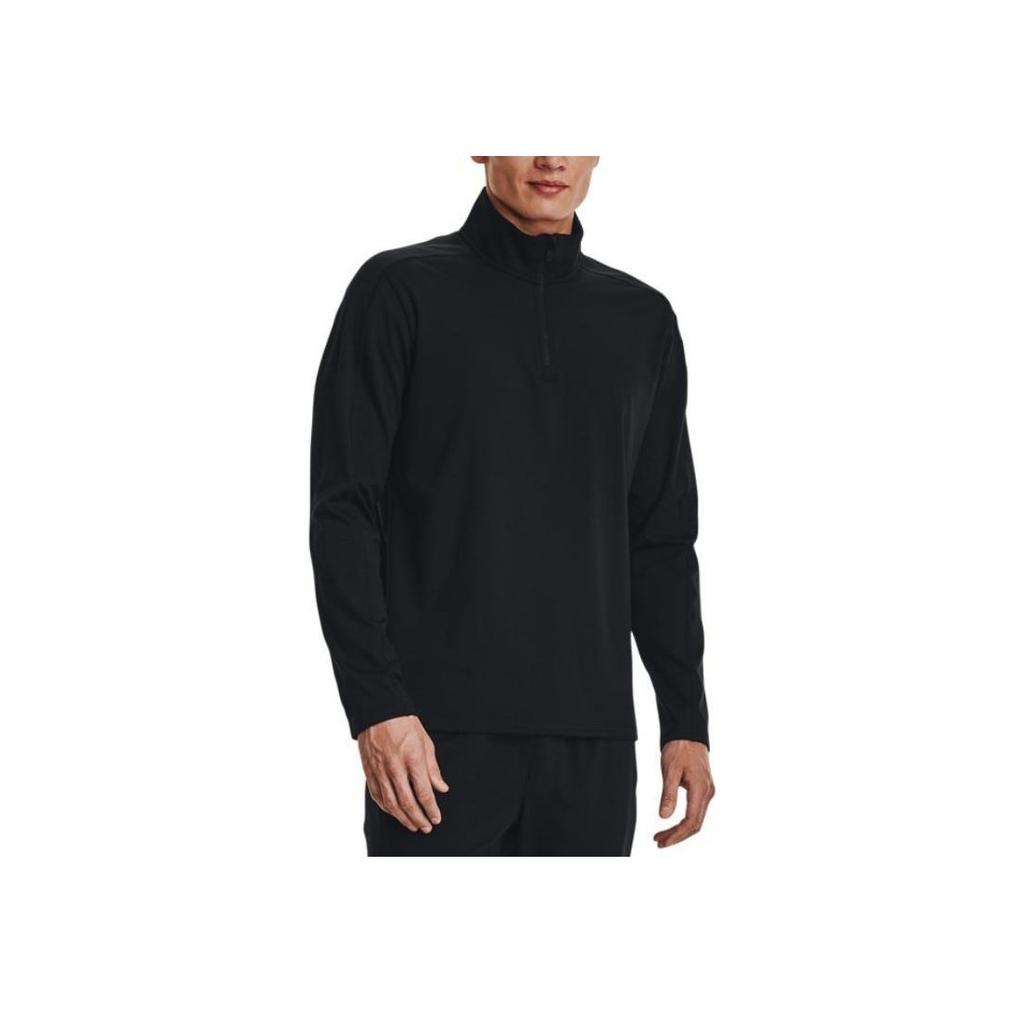 Under Armour Solid 1/4 Zip Training Slim Fit Long Sleeve T-Shirt Men Tops Black 1379673-001