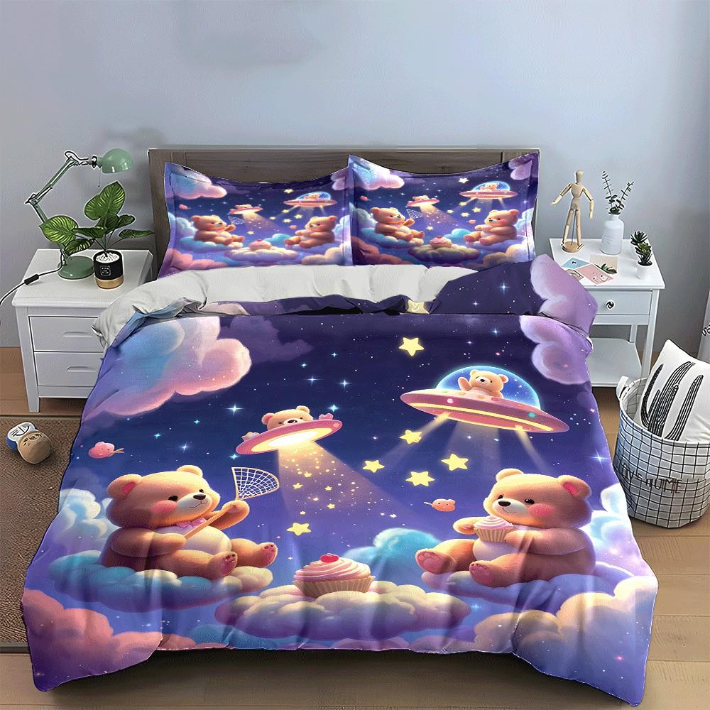 Teddy Bear Dreamland Gift Set Exquisite Three-Piece Bedding Set Gift For Kids And Adults