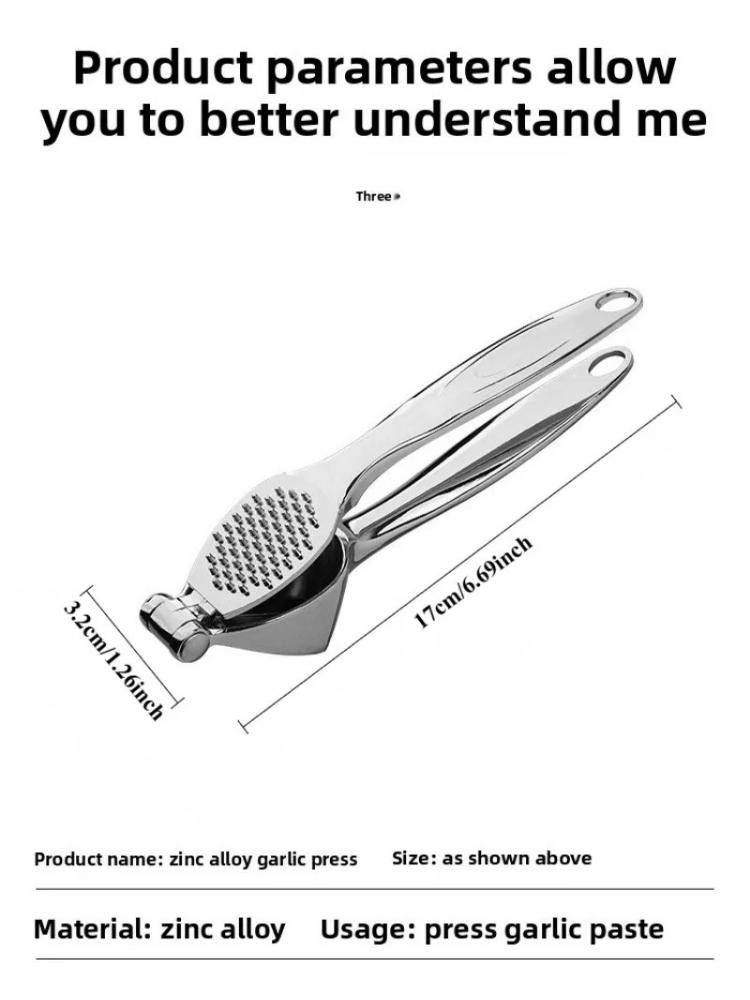 Zinc Alloy Garlic Press Manual Ginger Crusher Kitchen Tool Stainless Steel Peeler Mincer Gadget For Home Cooking Restaurant Use