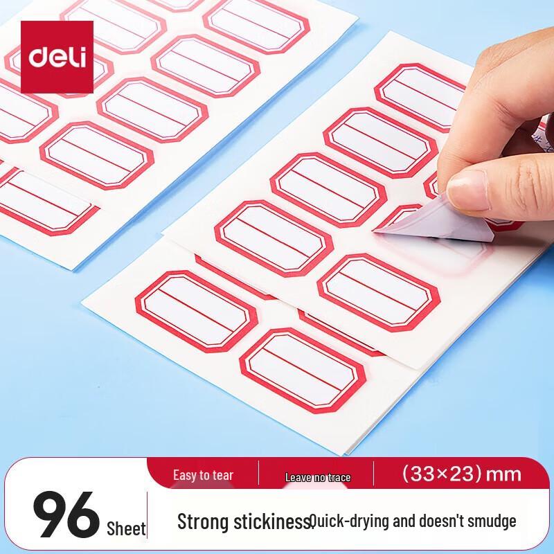 Deli 23x33mm Red Border Self-Adhesive Labels