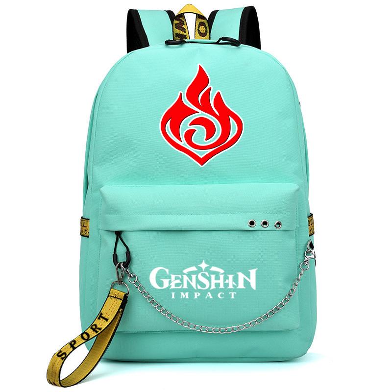 Batoh Anime Genshin Impact Usb Port Školní taška 3D vzor Batoh Student Teenagers Školní kniha Cestovní Laptop Mochilas