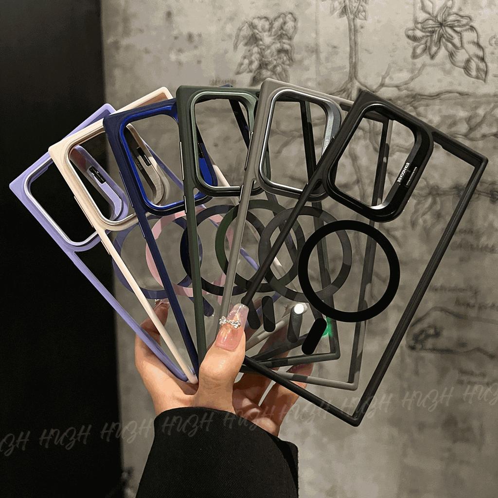 Applicable To Samsung S25ultra Mobile Phone Case S24ultra Magnetic Acrylic S23U Metal Frame Bracket