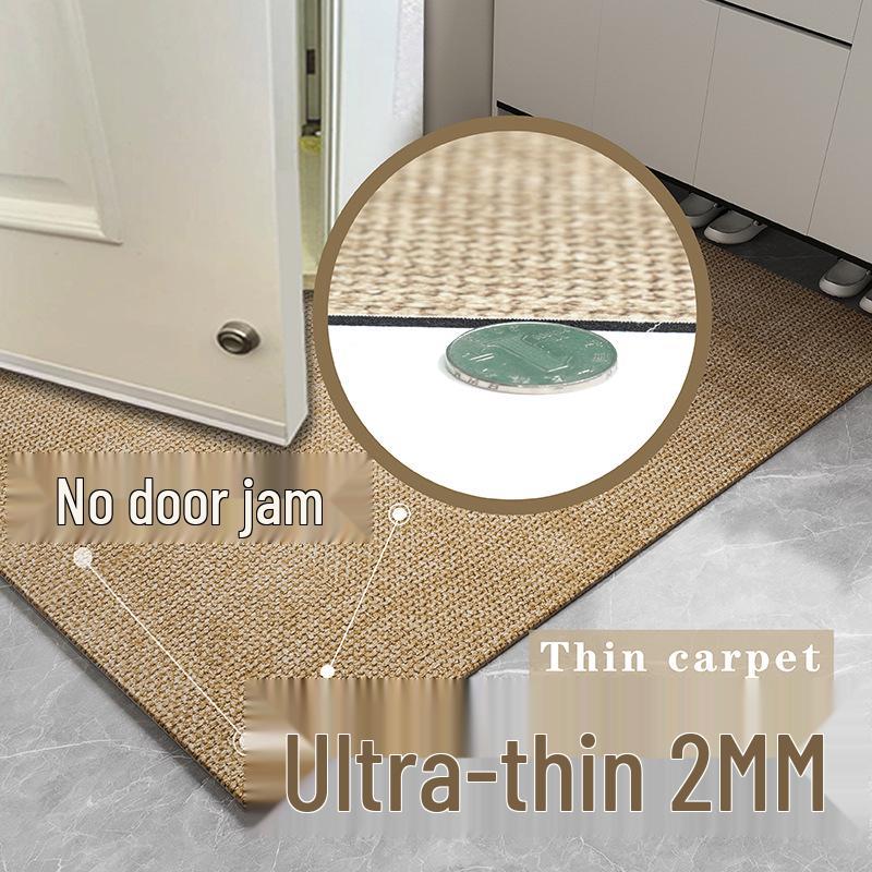 Ultra-Thin Japanese-Style Non-Slip Water-Absorbing Linen-Look Entrance Doormat, 2mm, Cuttable & Machine Washable for Home Hallway