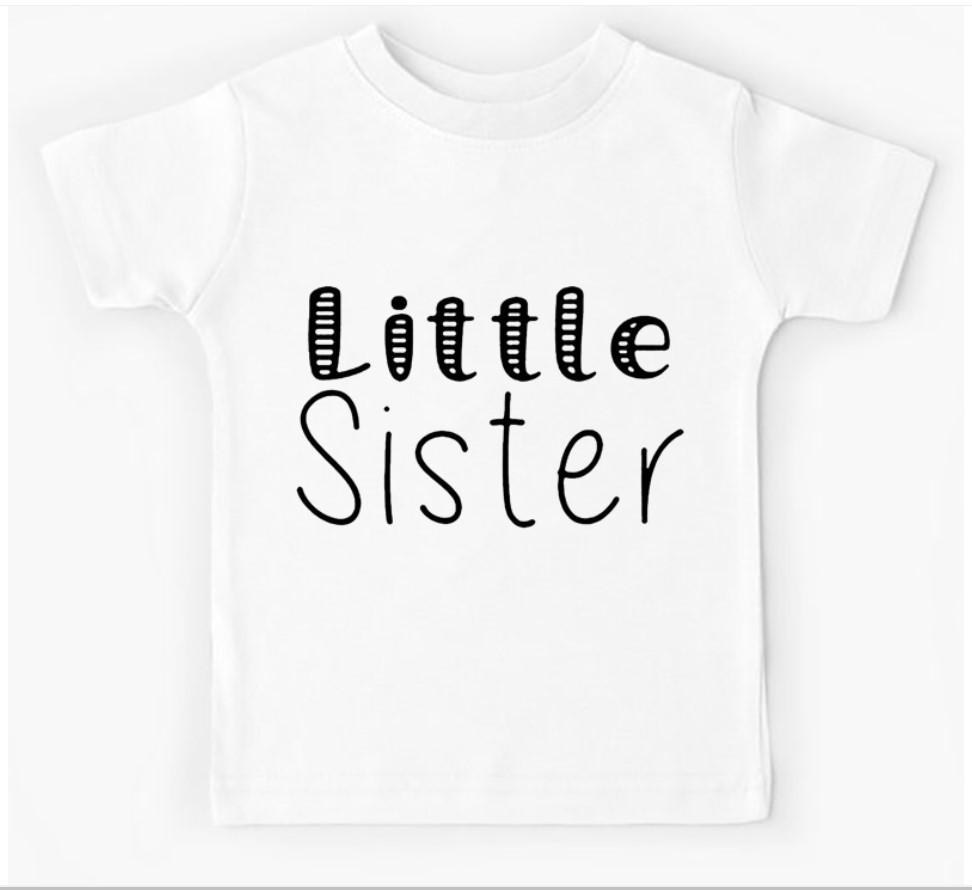 2026 New Childrens Tshirt Little Sister Big Brother Printed Round Neck Parent Child Clothing Summer Top for Boys and Girls