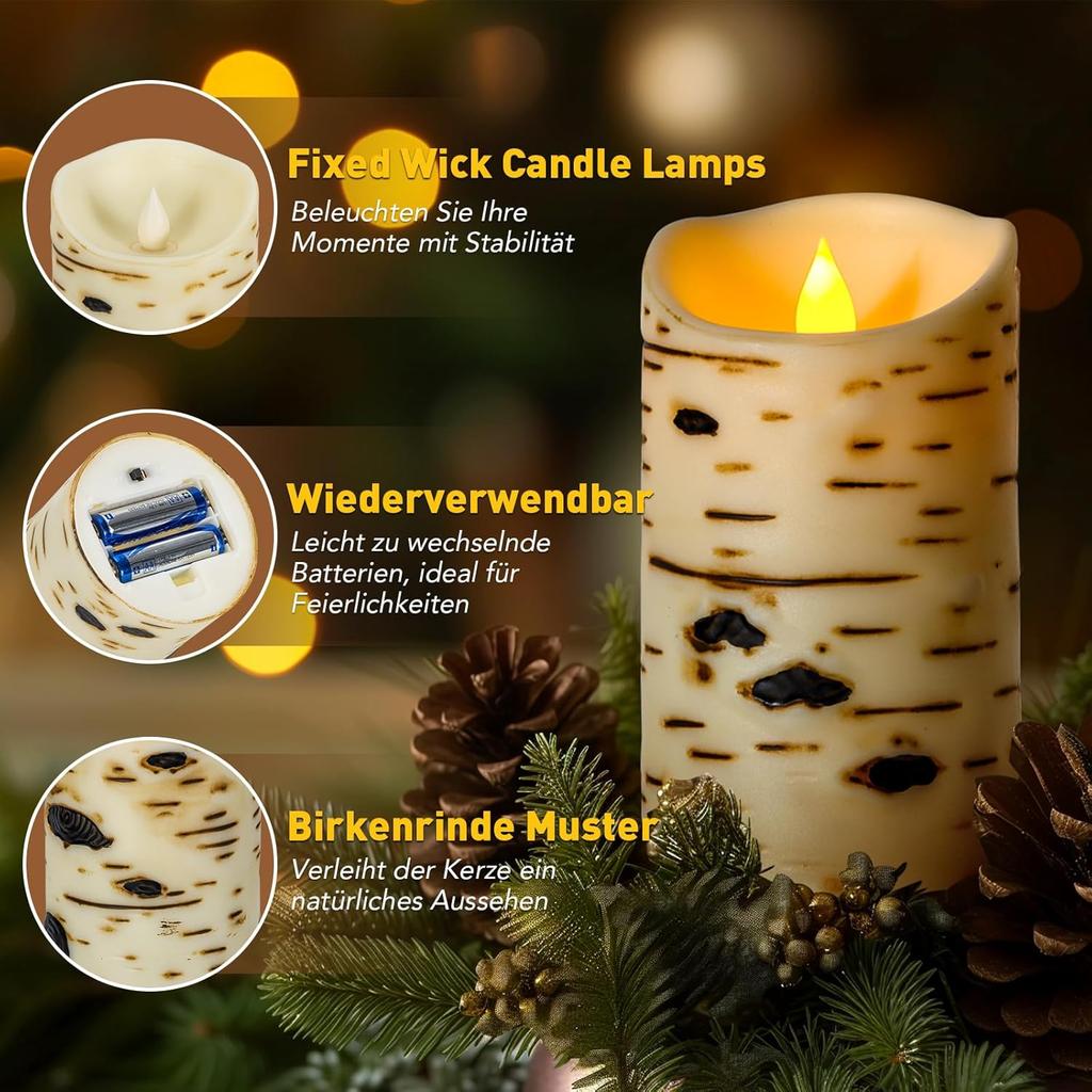 3Pcs Flickering Flameless Candles Battery Operated Candles LED Candles with Remote Timer for Home/Wedding/Birthday/Holiday Decor