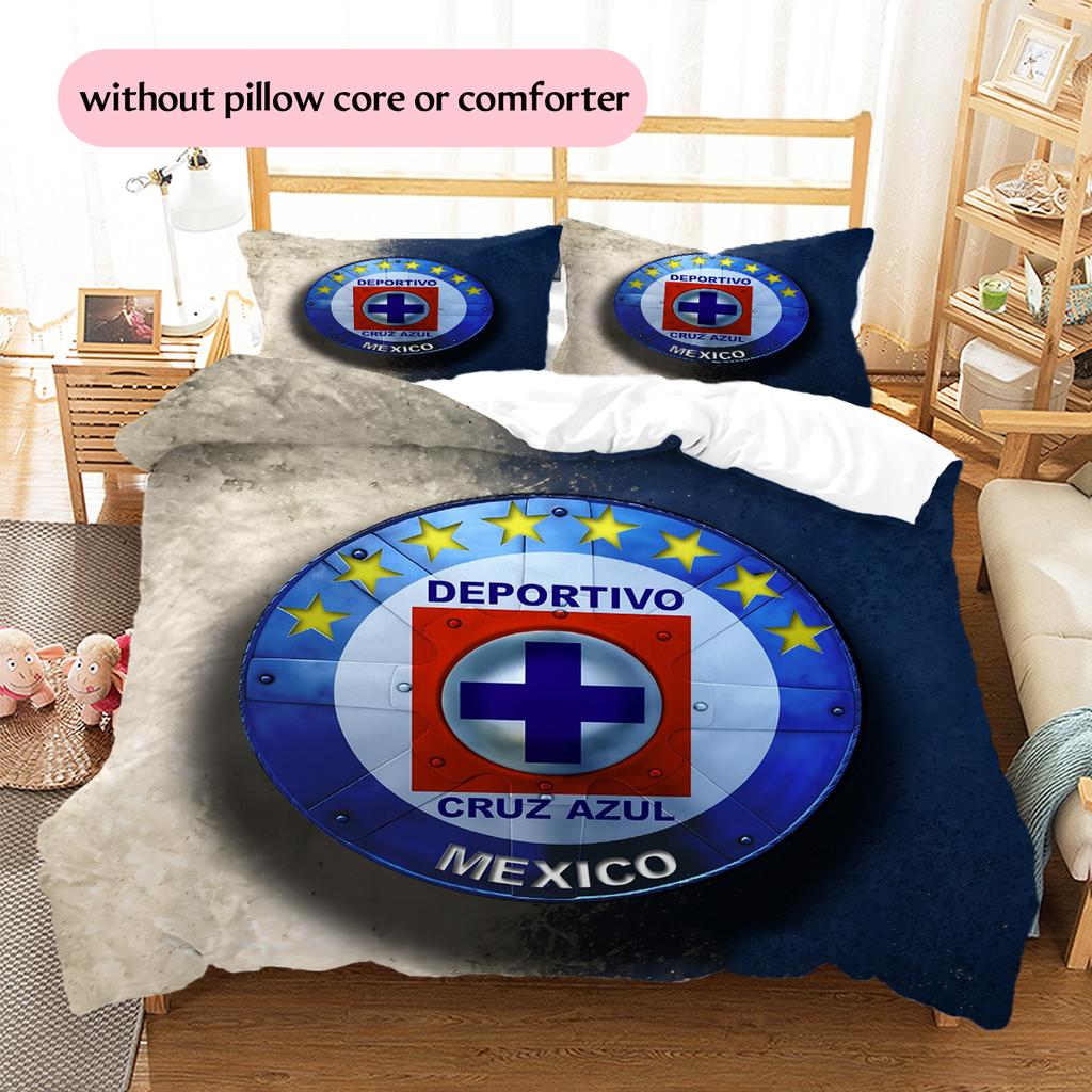 Cruz Azul Pattern Bedding Home Decoration Birthday Gift (1 * duvet cover + 2 * pillowcase, without core)